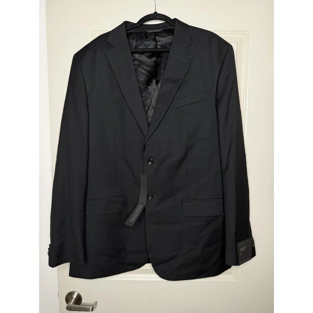 Banana Republic NWT Wool 2 Piece Modern Fit Black Suit 48L Jacket 40X32 Pants